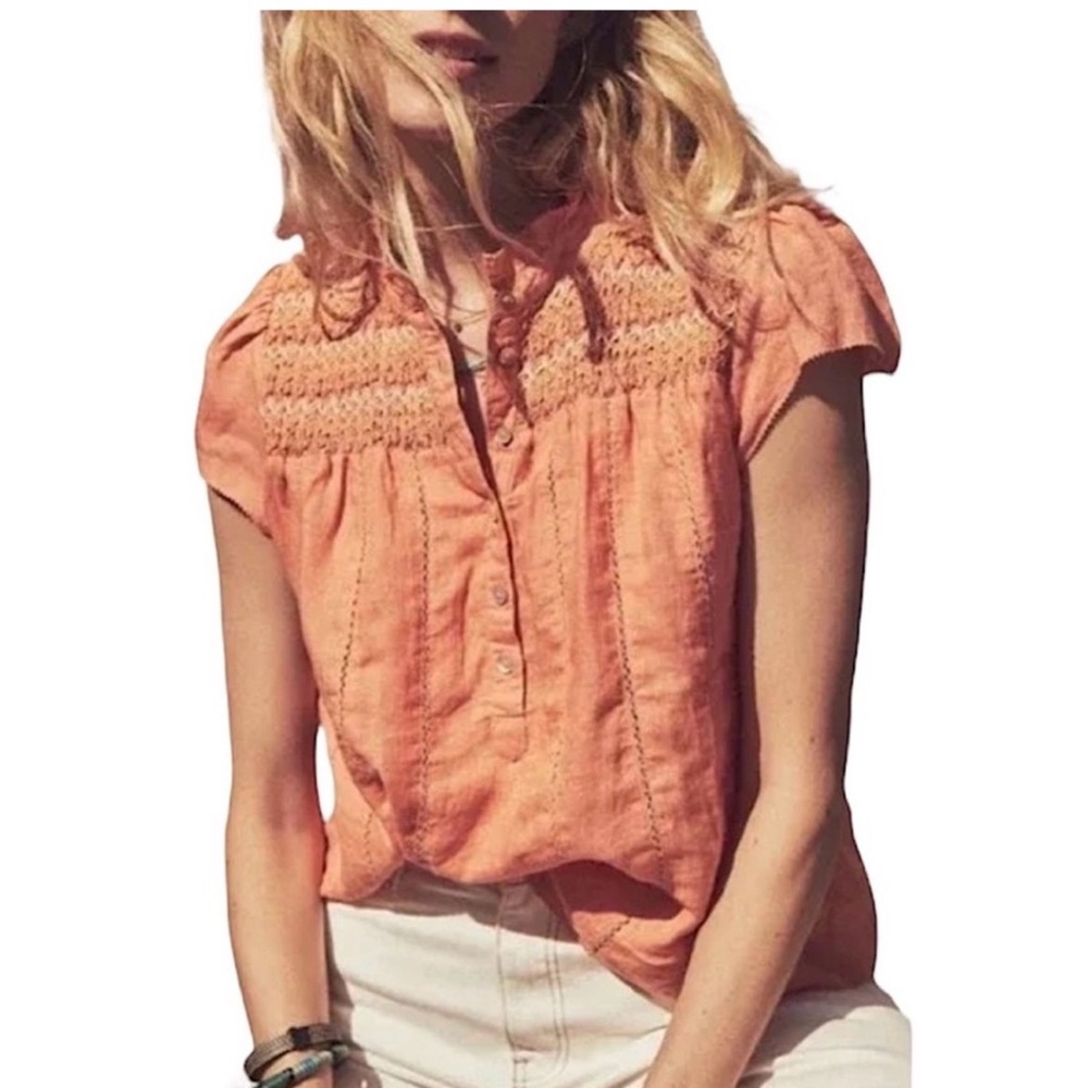Fharety Peach Smocked Top